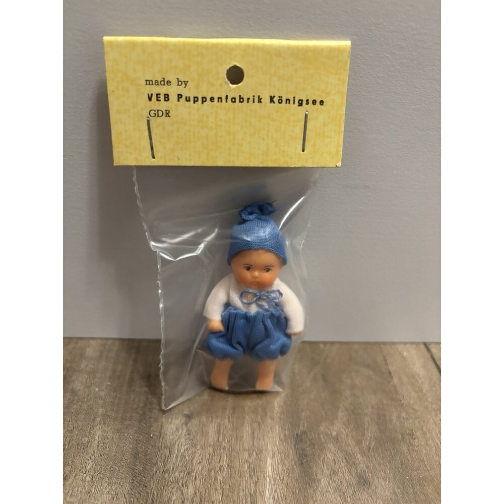 Vintage VEB Puppenfabrik Konigsee GDR 3" Miniature Rubber New In Package